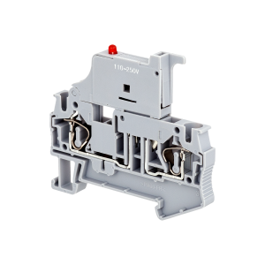 Клемма пружинная с держателем предохранителя, 4 мм², индикация 220В